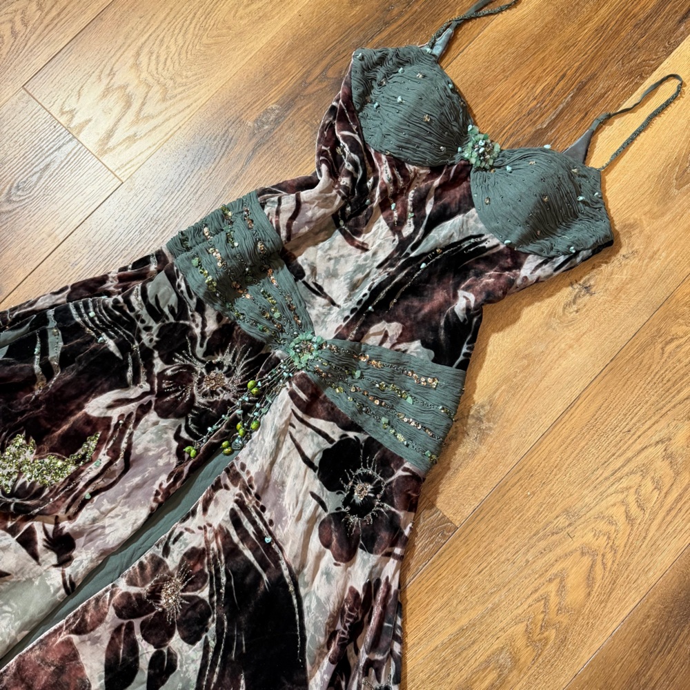 Vintage Y2K Silk Beaded Dress Vintage Drop Waist Vintage Beaded Dress Sue Wong - Picture 17 of 17